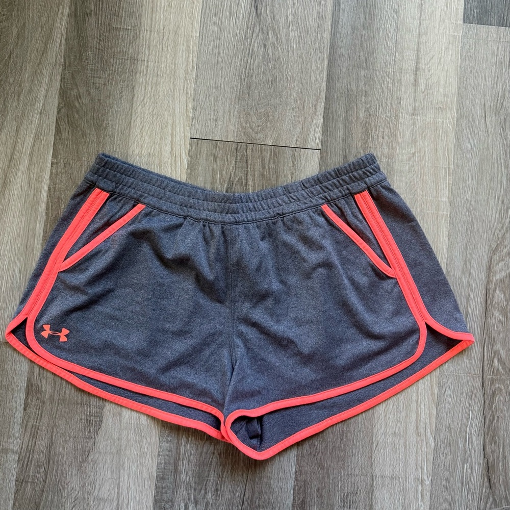 Under Armour Women’s Charcoal Shorts with Coral Trim